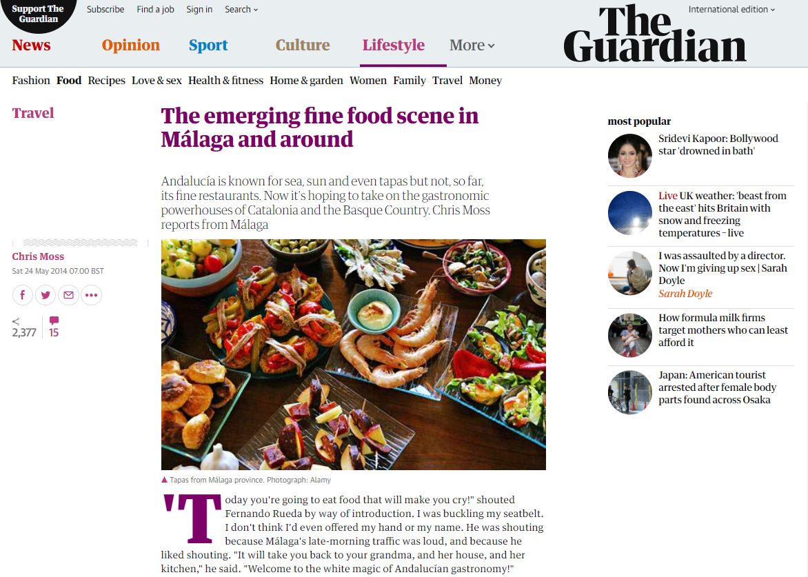 The Guardian. Artículo gastronómico